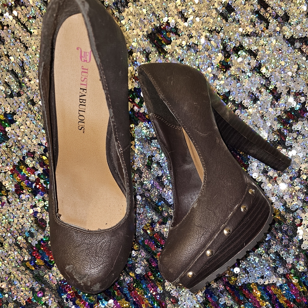 JustFab Women's Black Platform Heels